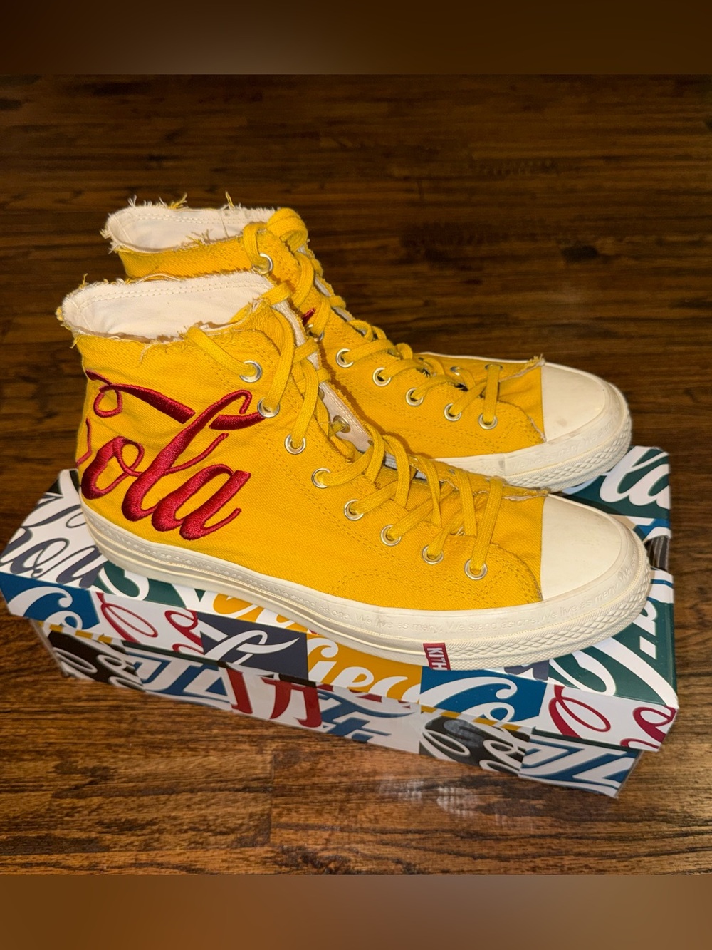 Kith X Converse x Coca Cola Chuck 70 High Top “China” Yellow Denim Size 11